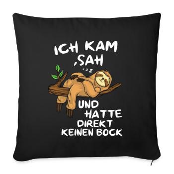 Faultier Tshirt Damen Herren Faul Müde Bürohumor - Sofakissenbezug 45 x 45 cm - Schwarz - Vorne
