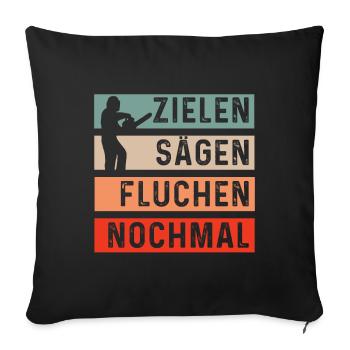 Holz Geschenke Chainsaw Kettensäge Waldarbeiter - Sofakissenbezug 45 x 45 cm - Schwarz - Vorne