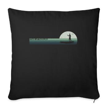 Retro Stand Up Paddler Stand-Up Paddle Sports nautiques - Housse de coussin décorative 45 x 45 cm - noir - Devant