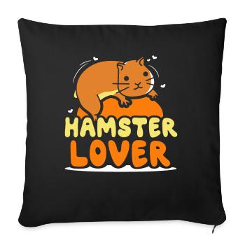 Hamster amoureux propriétaire hamster mignon - Housse de coussin décorative 45 x 45 cm - noir - Devant