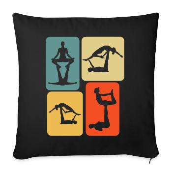 Acro Yoga Retro Acroyoga - Sofakissenbezug 45 x 45 cm - Schwarz - Vorne