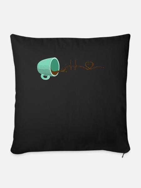 Herzschlag Kaffe EKG - Sofakissenbezug 45 x 45 cm - Schwarz