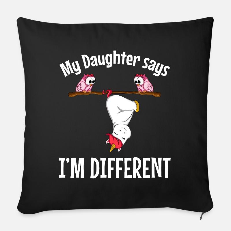 Drôle de licorne disant IM DIFFÉRENT - Housse de coussin décorative 45 x 45 cm - noir