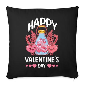 Petite amie, petit ami, homme, partenaire de la Saint-Valentin - Housse de coussin décorative 45 x 45 cm - noir - Devant