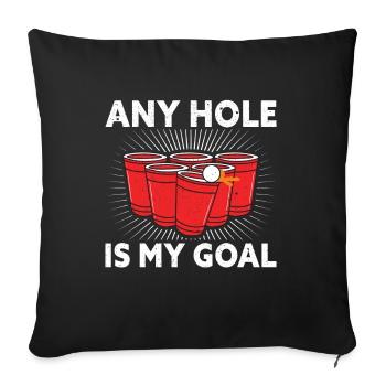 Tout trou est mon objectif Beer Pong Boire du Beer Pong - Housse de coussin décorative 45 x 45 cm - noir - Devant