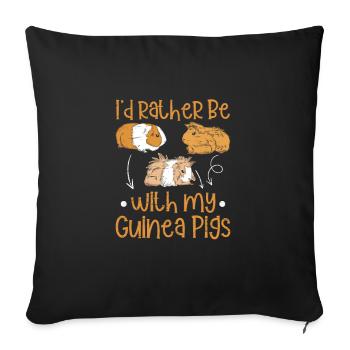 Better to be with my guinea pigs - sweetie - Sofa pillowcase 17,3'' x 17,3'' (45 x 45 cm) - black - Front