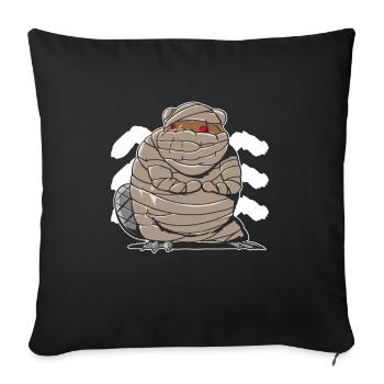 Castor déguisé en momie - Halloween Beaver - Housse de coussin décorative 45 x 45 cm - noir - Devant