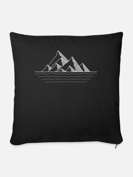 Berg Gipfel Silhouette - Sofakissenbezug 45 x 45 cm - Schwarz