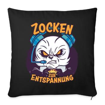 Gambling to relax panda funny saying - Sofa pillowcase 17,3'' x 17,3'' (45 x 45 cm) - black - Front