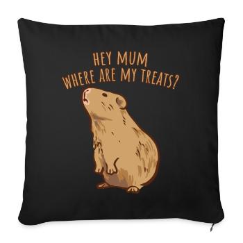 Hey Maman où sont mes friandises Cochon d’Inde 2 luxure - Housse de coussin décorative 45 x 45 cm - noir - Devant
