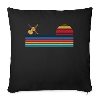 Violon Violoniste Rétro Vintage - Housse de coussin décorative 45 x 45 cm - noir - Devant