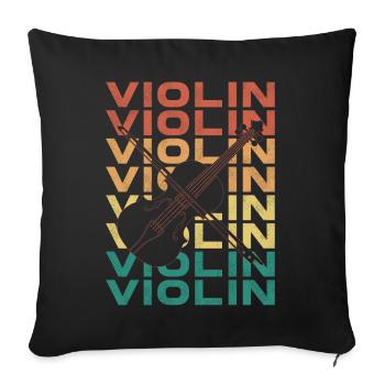 Violin Violinist Retro Vintage - Sofa pillowcase 17,3'' x 17,3'' (45 x 45 cm) - black - Front