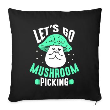 En route pour la cueillette de champignons Cueilleurs de champignons - Housse de coussin décorative 45 x 45 cm - noir - Devant