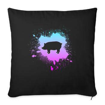 Schwein - Sofakissenbezug 45 x 45 cm - Schwarz - Vorne