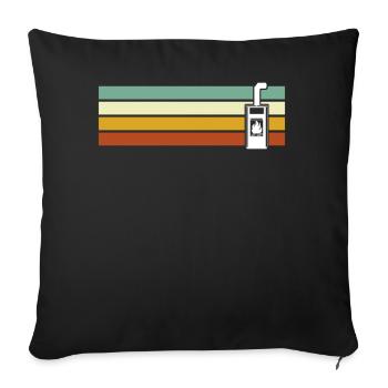 Kamin Retro Ofen Kaminofen - Sofakissenbezug 45 x 45 cm - Schwarz - Vorne