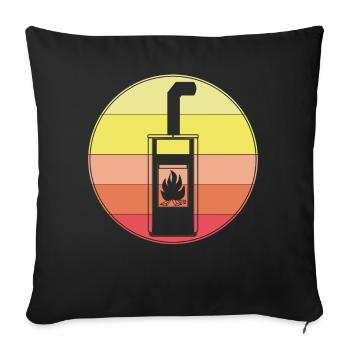 Kamin Retro Ofen Brennholz Kaminofen - Sofakissenbezug 45 x 45 cm - Schwarz - Vorne