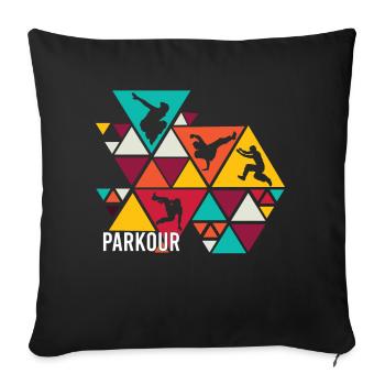 Parkour, Freerunning, Street Workout, Acrobatic - Sofa pillowcase 17,3'' x 17,3'' (45 x 45 cm) - black - Front