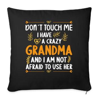 J’ai un petit-fils-petite-fille-grand-mère fou - Housse de coussin décorative 45 x 45 cm - noir - Devant