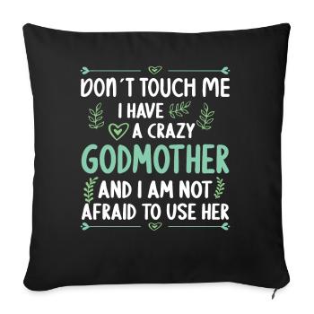 J’ai une fille folle parrain Podson - Housse de coussin décorative 45 x 45 cm - noir - Devant