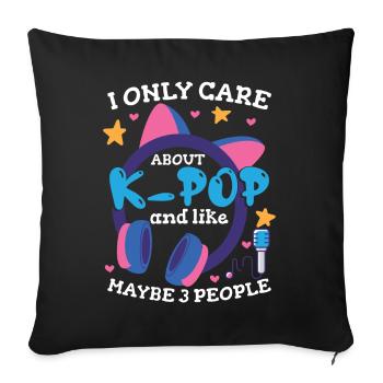 Je ne me soucie que de la K-Pop et j’aime 3 personnes - Housse de coussin décorative 45 x 45 cm - noir - Devant