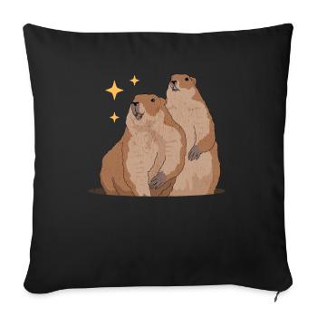 Marmottes Mankai marmotte Munggen cadeau - Housse de coussin décorative 45 x 45 cm - noir - Devant