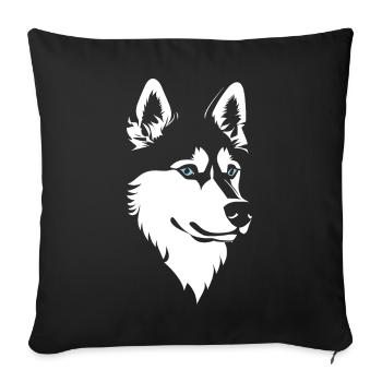 Race Husky sibérienne aux yeux bleus Huskies - Housse de coussin décorative 45 x 45 cm - noir - Devant