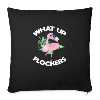 Flamingo Pink Bird Zoo Summer Holiday Gift - Sofa pillowcase 17,3'' x 17,3'' (45 x 45 cm) - black - Front
