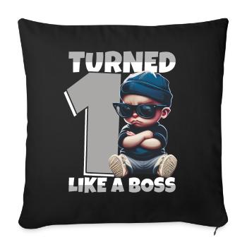 Baby 1st Birthday Young Girls Like a Boss - Sofa pillowcase 17,3'' x 17,3'' (45 x 45 cm) - black - Front
