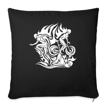 Triathlète Course à pied Natation Vélo Cyclisme - Housse de coussin décorative 45 x 45 cm - noir - Devant
