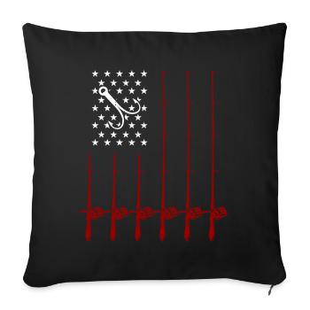 Fun fishing design - Sofa pillowcase 17,3'' x 17,3'' (45 x 45 cm) - black - Front