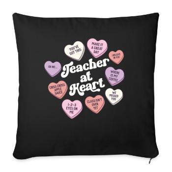 Teacher At Heart Retro Valentines Day School - Sofa pillowcase 17,3'' x 17,3'' (45 x 45 cm) - black - Front