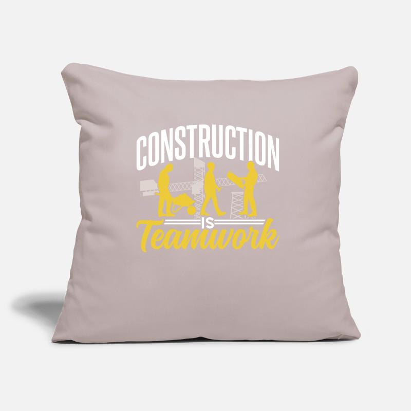 Construction work is teamwork Construction site construction Teamwork Sofa pillowcase 17,3'' x 17,3'' (45 x 45 cm)