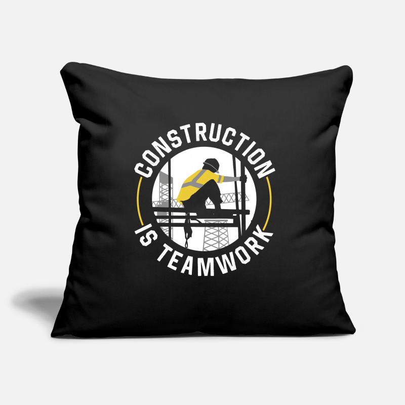 Construction work is teamwork Construction Teamwork Construction site Sofa pillowcase 17,3'' x 17,3'' (45 x 45 cm)