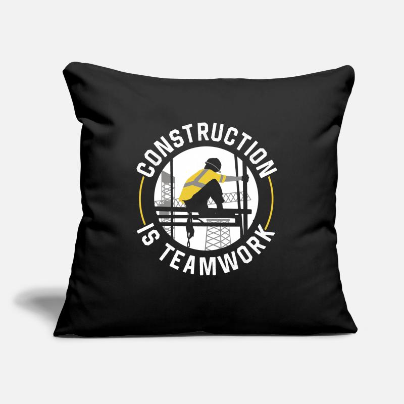 Construction work is teamwork Construction Teamwork Construction site Sofa pillowcase 17,3'' x 17,3'' (45 x 45 cm)