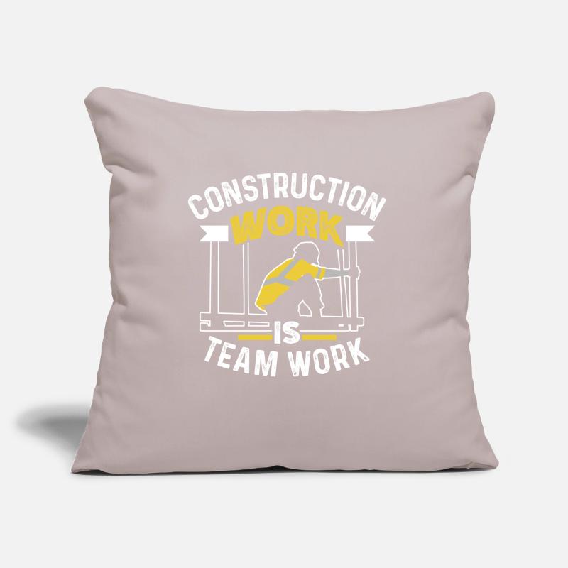 Construction work is teamwork Construction site teamwork Sofa pillowcase 17,3'' x 17,3'' (45 x 45 cm)