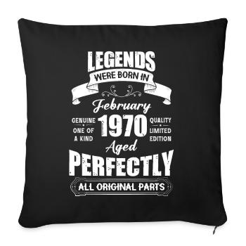 Les légendes sont nées en février 1970 anniversaire - Housse de coussin décorative 45 x 45 cm - noir - Devant