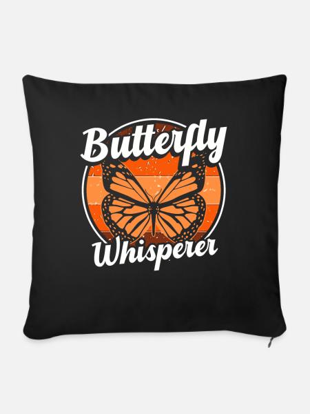 Schmetterling Flüsterer - Sofakissenbezug 45 x 45 cm - Schwarz
