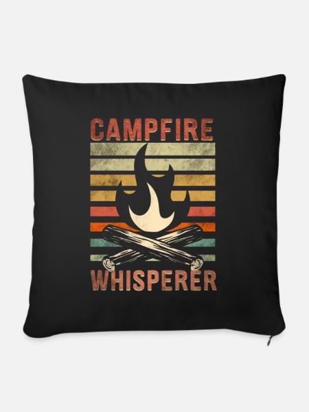 Lagerfeuer Camping - Sofakissenbezug 45 x 45 cm - Schwarz