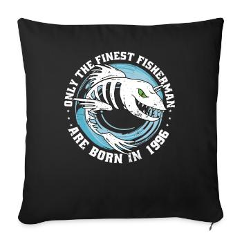 Pêcheur né en 1996 anniversaire drôle - Housse de coussin décorative 45 x 45 cm - noir - Devant