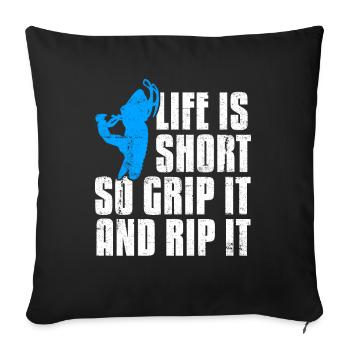 La vie est courte motoneiges - Housse de coussin décorative 45 x 45 cm - noir - Devant