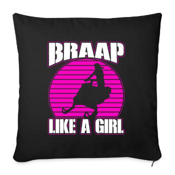 Braap Like A Girl Motoneige Motoneige - Housse de coussin décorative 45 x 45 cm - noir - Devant