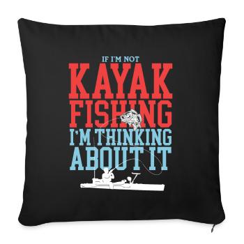 Kayak Pêche Kayak Pêcheur Kayak Kayaker Cadeau - Housse de coussin décorative 45 x 45 cm - noir - Devant