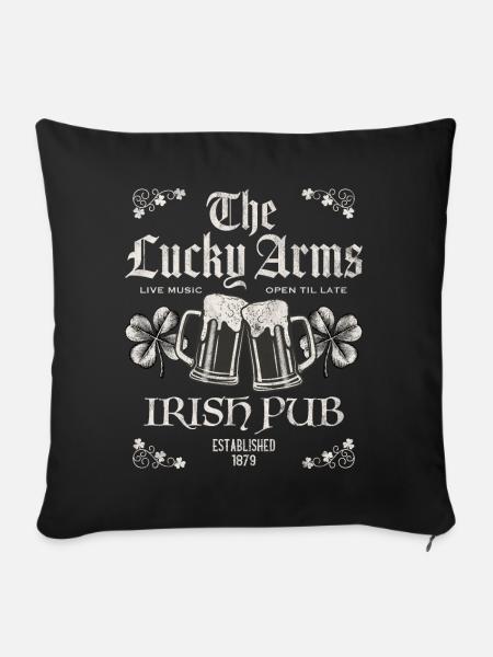 Lucky Arms Irish Pub - Sofakissenbezug 45 x 45 cm - Schwarz