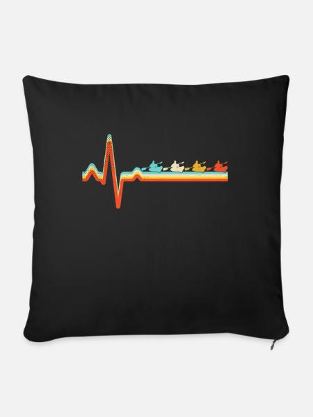 Kanusport Retro Herzschlag - Sofakissenbezug 45 x 45 cm - Schwarz