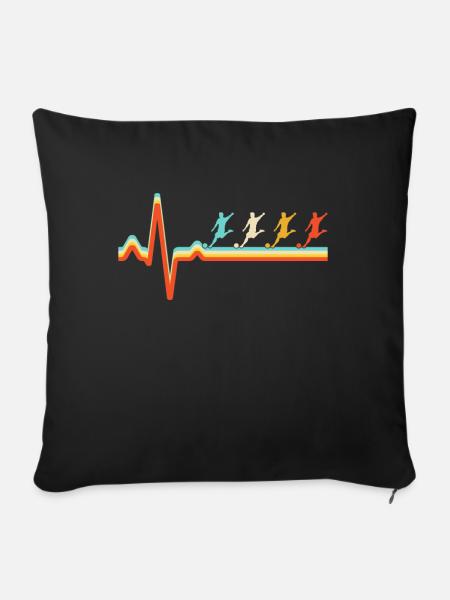 Fußball Retro Herzschlag - Sofakissenbezug 45 x 45 cm - Schwarz