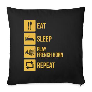 French horn French horn player French hornist - Sofa pillowcase 17,3'' x 17,3'' (45 x 45 cm) - black - Front