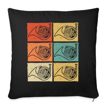 French horn French horn player French hornist - Sofa pillowcase 17,3'' x 17,3'' (45 x 45 cm) - black - Front