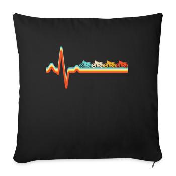 Moto Retro Heartbeat - Housse de coussin décorative 45 x 45 cm - noir - Devant
