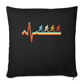 Jogging Retro Heartbeat - Housse de coussin décorative 45 x 45 cm - noir - Devant