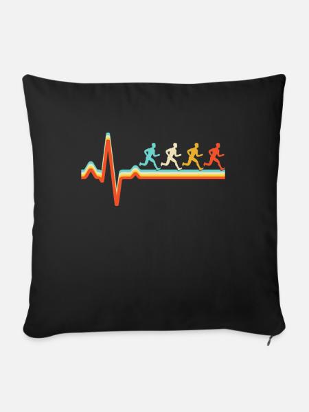 Joggen Retro Herzschlag - Sofakissenbezug 45 x 45 cm - Schwarz